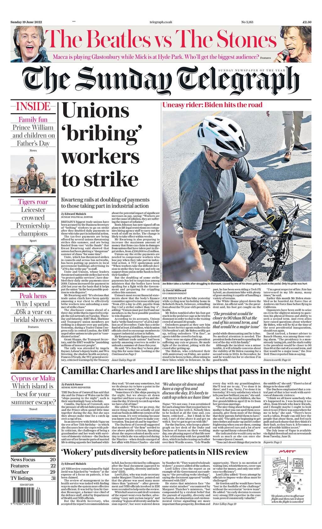 مقدمة صحيفة صنداي تلغراف ليوم الأحد 19 يونيو 2022