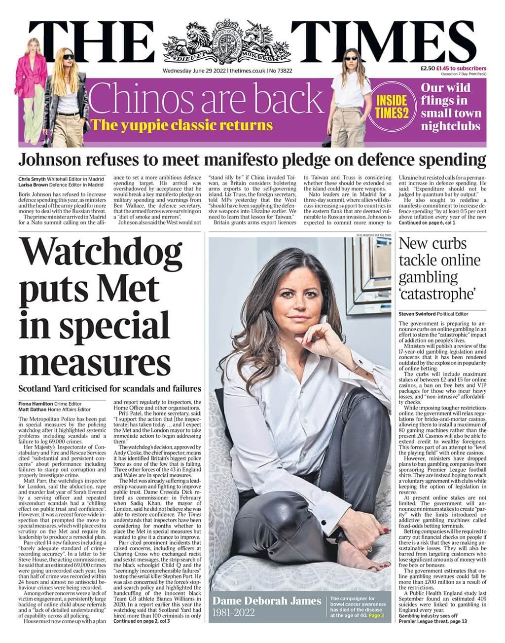 مقدمة صحيفة ذا تايمز ليوم الأربعاء 29 يونيو 2022