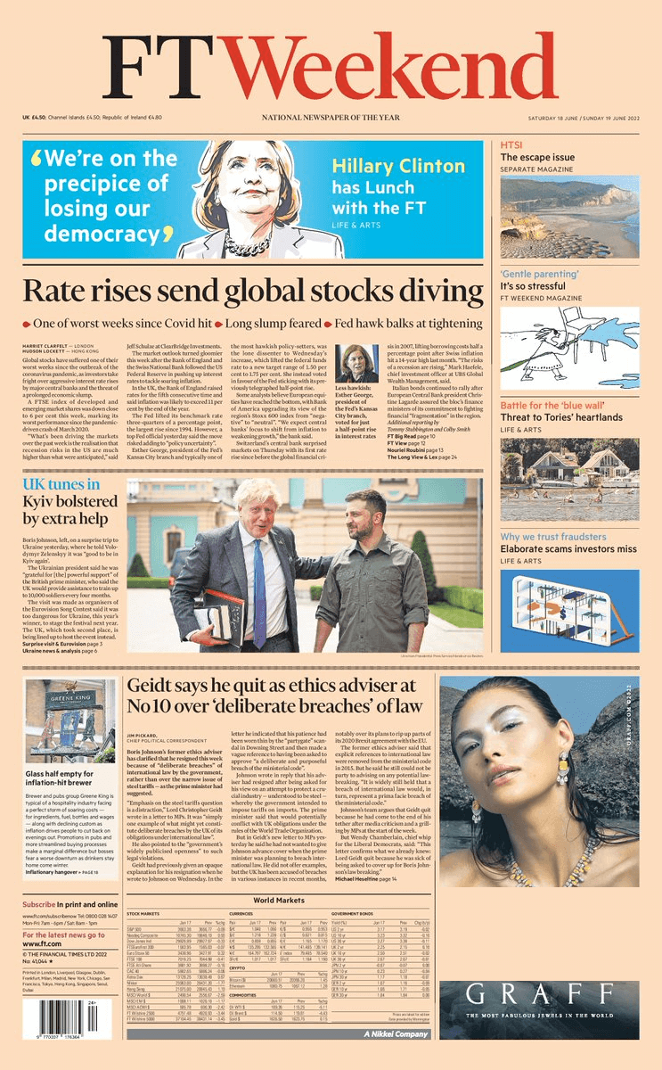 مقدمة صحيفة فايننشال تايمز ليوم السبت 18 يونيو 2022