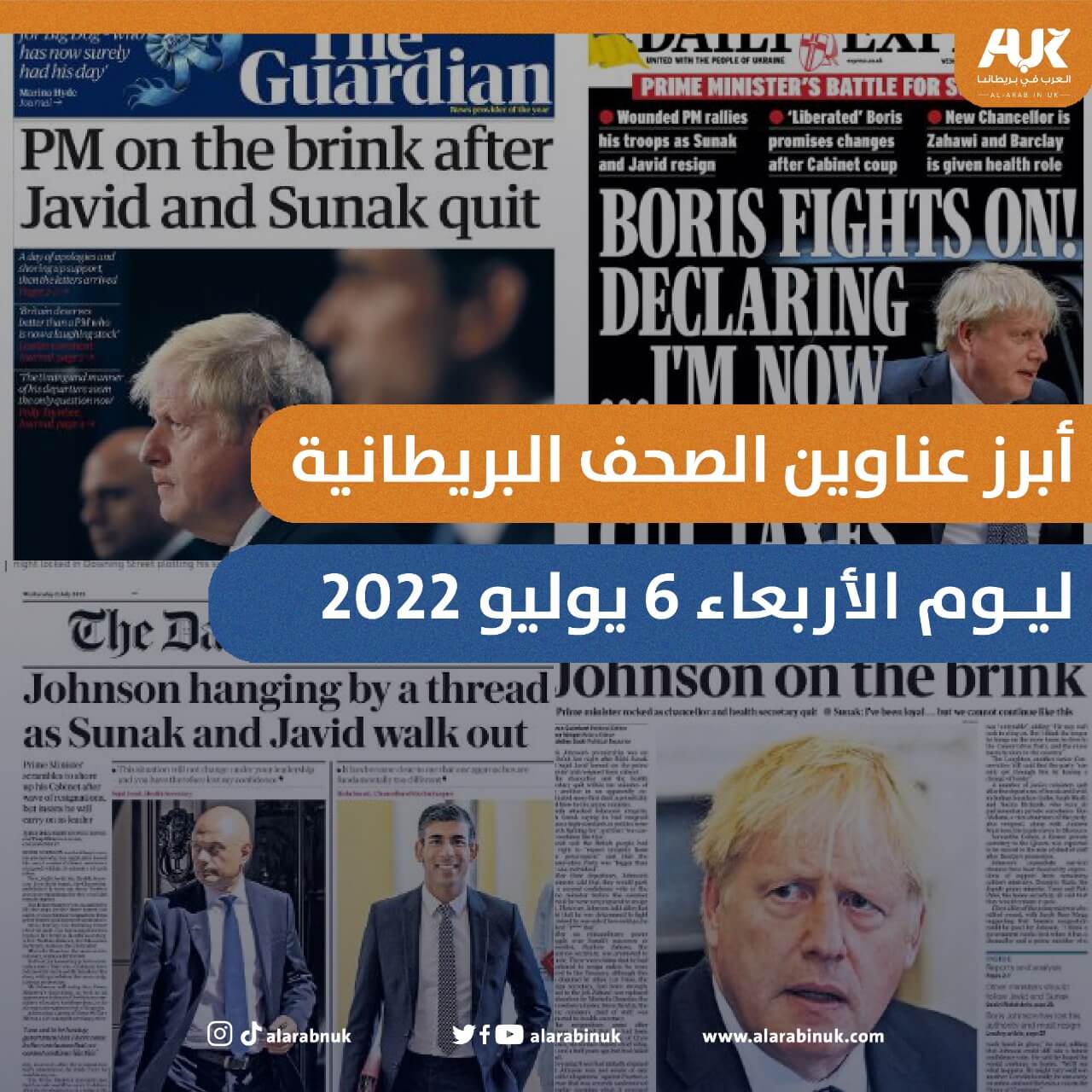 أبرز عناوين الصحف البريطانية ليوم الأربعاء 6 يوليو 2022