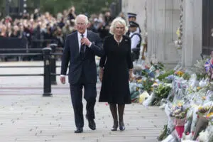 King Charles III and the Queen Consort in Queen Elizabeth II funeral