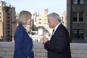 Liz Truss Meeting Yair Lapid, PM of Israel, in Newyork (Anadolu Images)