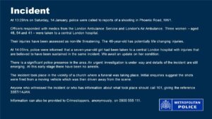 إصابة طفلة وثلاث نساء بإطلاق نار وسط لندن