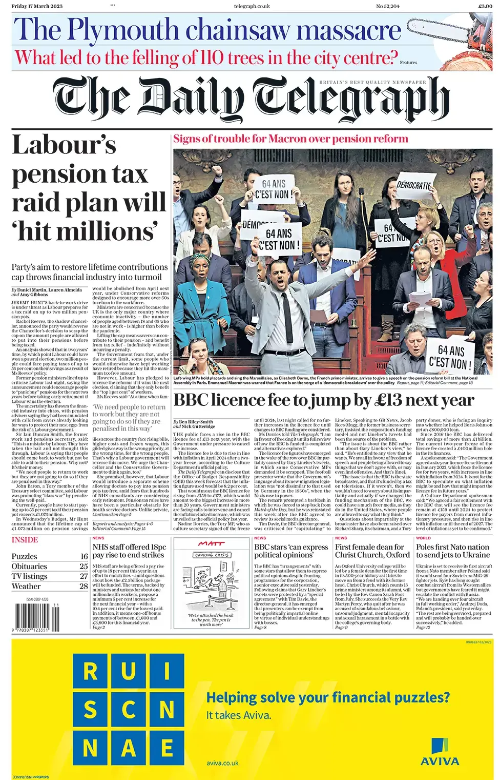 عناوين الصحف البريطانية