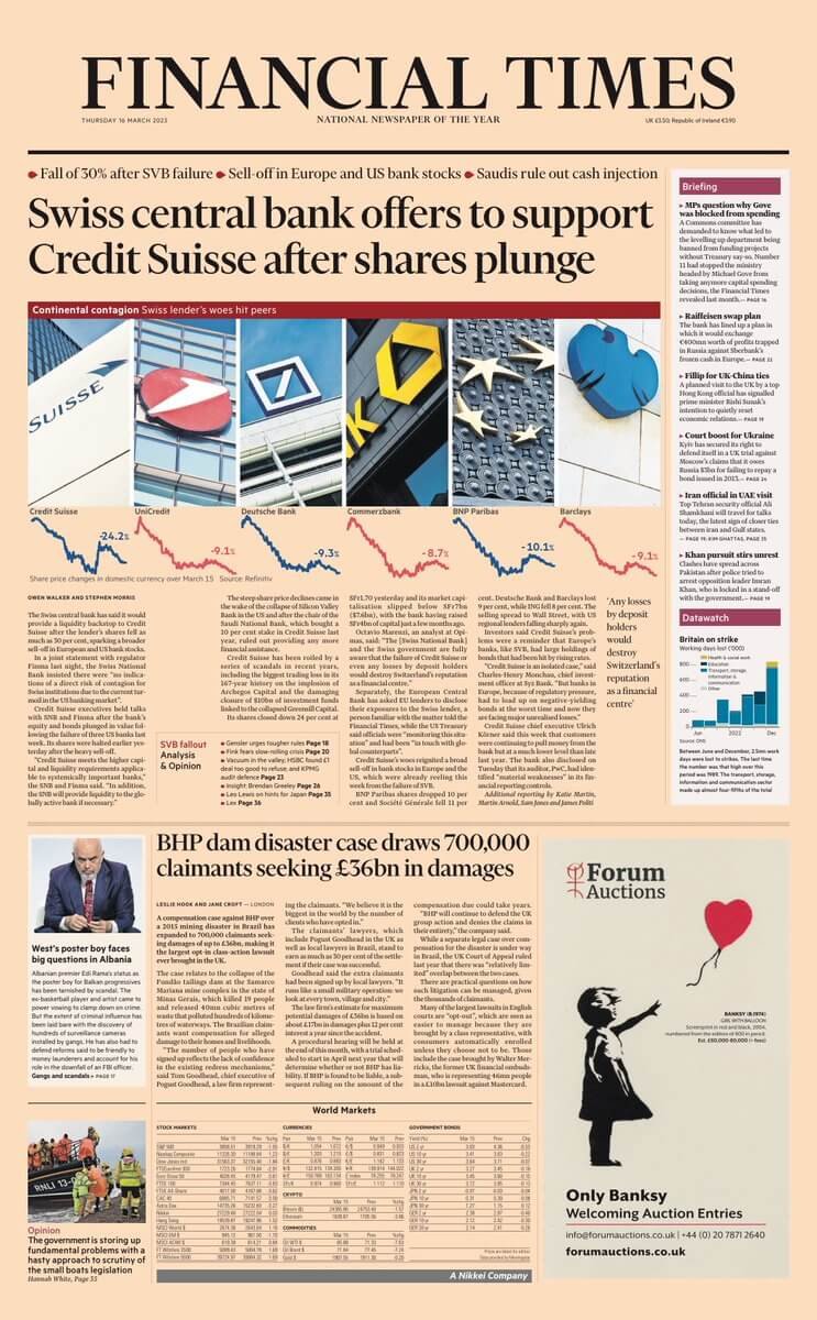 أبرز عناوين الصحف البريطانية ليوم الخميس 16 مارس 2023