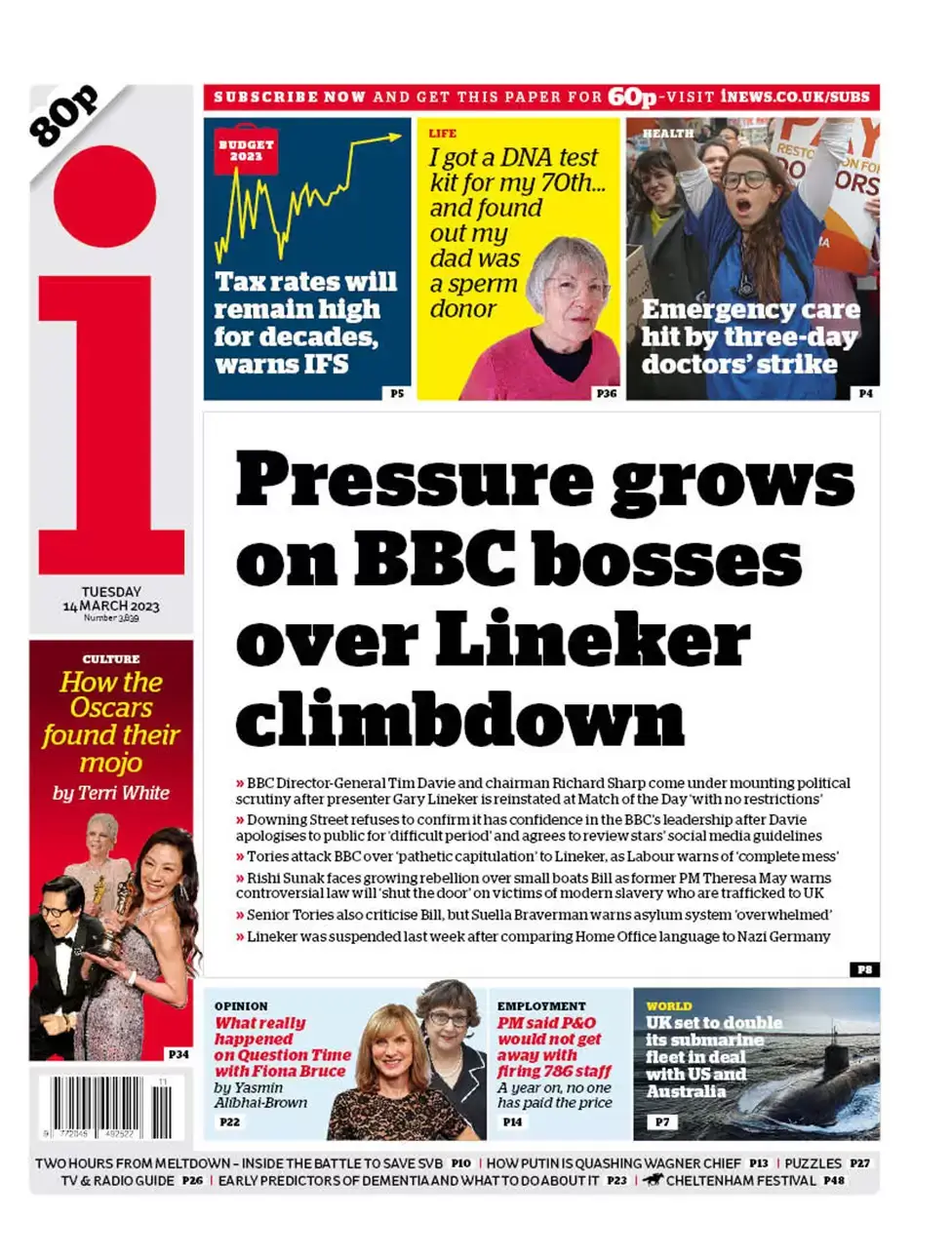 عناوين الصحف البريطانية: صحيفة الآي