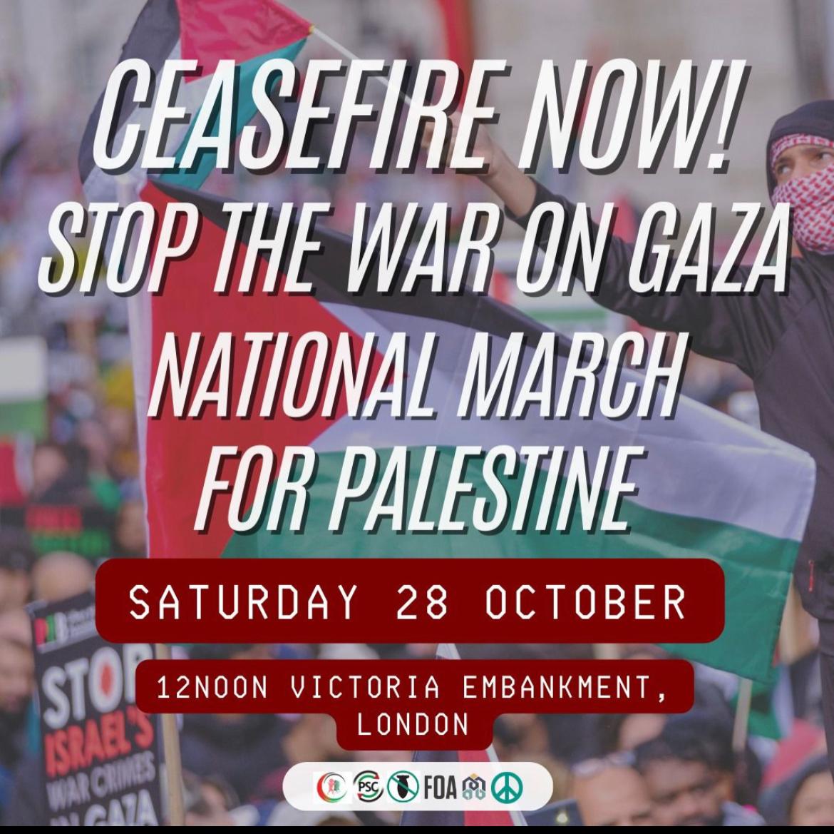 مظاهرة في لندن للمطالبة بوقف العدوان الإسرائيلي على غزة