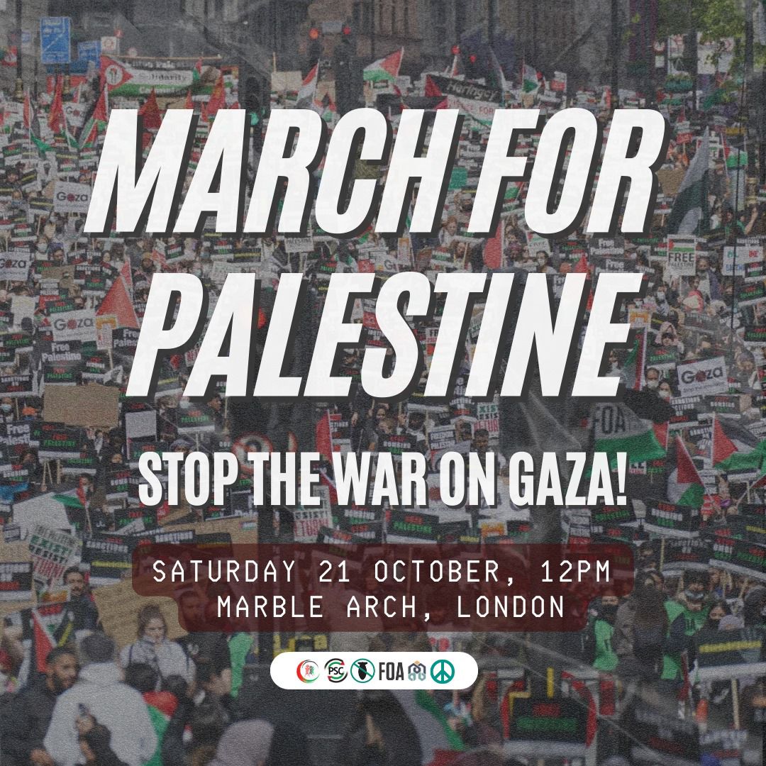 مسيرة حاشدة في لندن للمطالبة بوقف العدوان الإسرائيلي على غزة