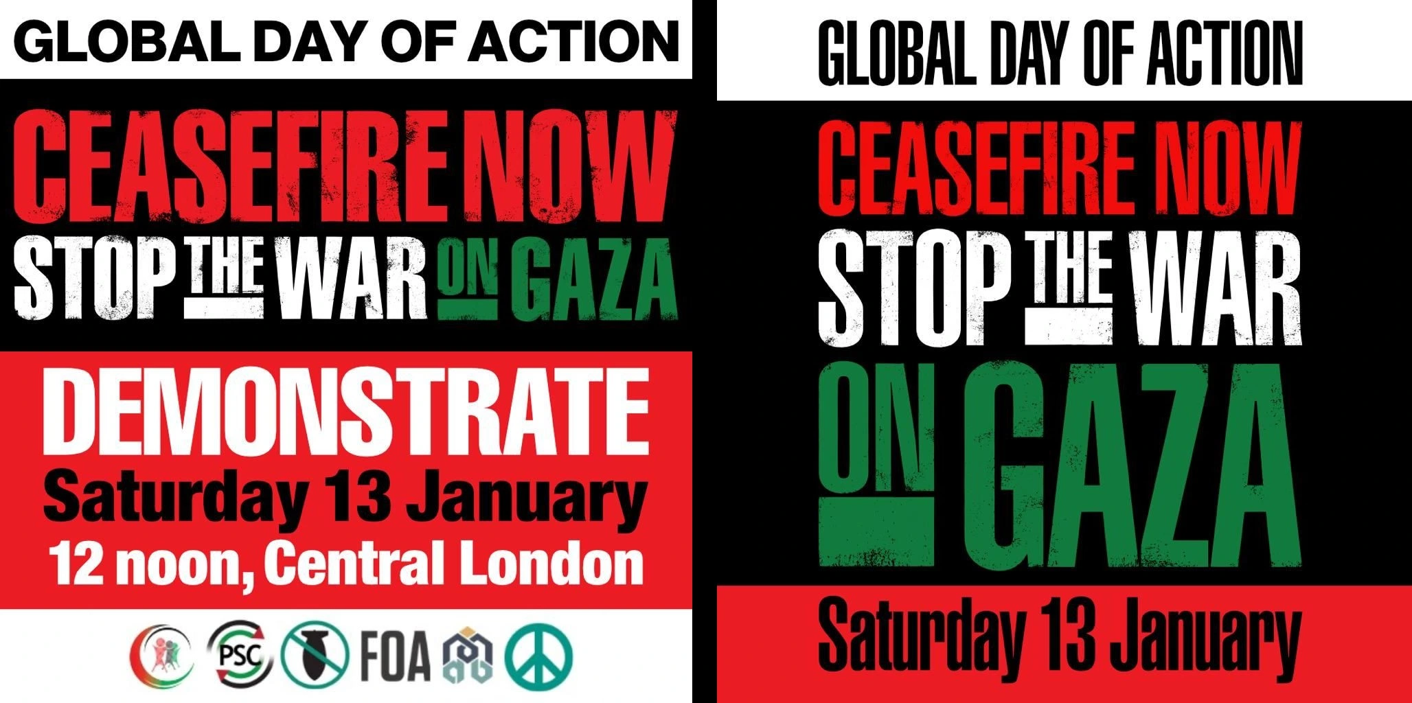 الدعوة لمظاهرة عالمية كبرى انتصارًا لغزة في الـ13 من يناير