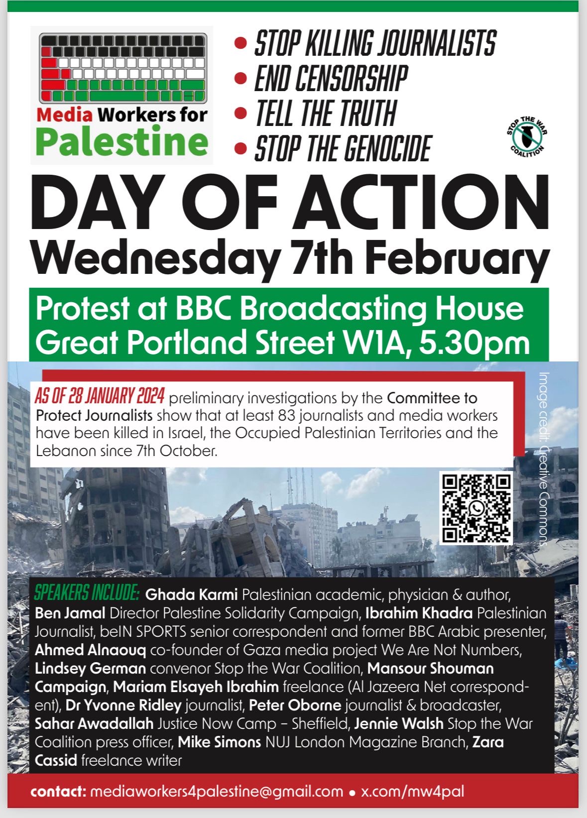 وقفة احتجاجية أمام بي بي سي تنديدًا بقتل الصحفيين في غزة