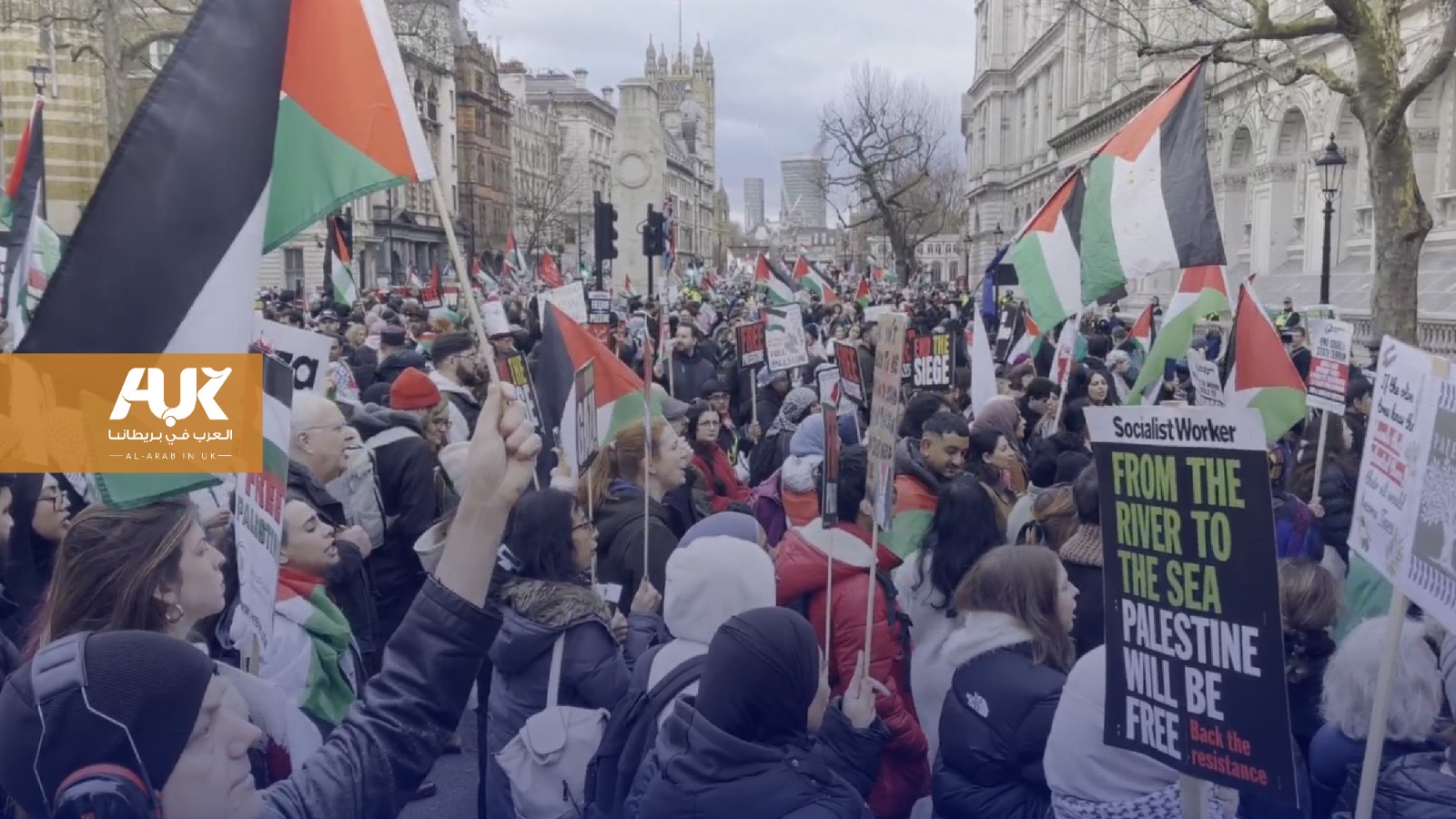 مئات الآلاف يحتشدون في لندن وكبرى مدن بريطانيا تضامنًا مع غزة