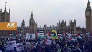 مظاهرة أمام البرلمان البريطاني للمطالبة بوقف تصدير السلاح للاحتلال