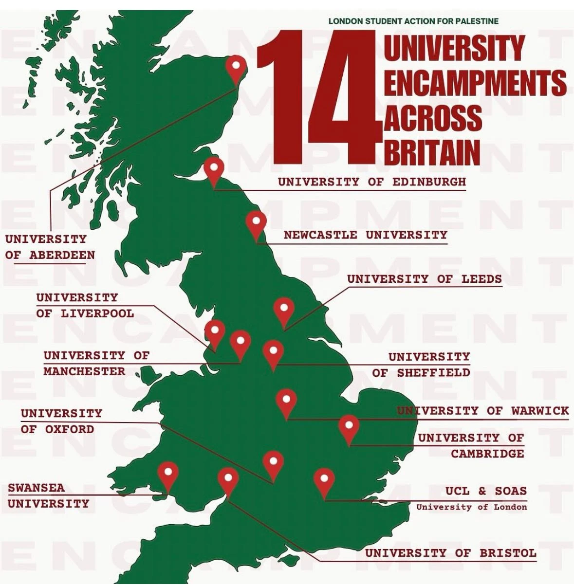 14 جامعة بريطانية تعتصم لأجل غزة والعدد مرشح للزيادة