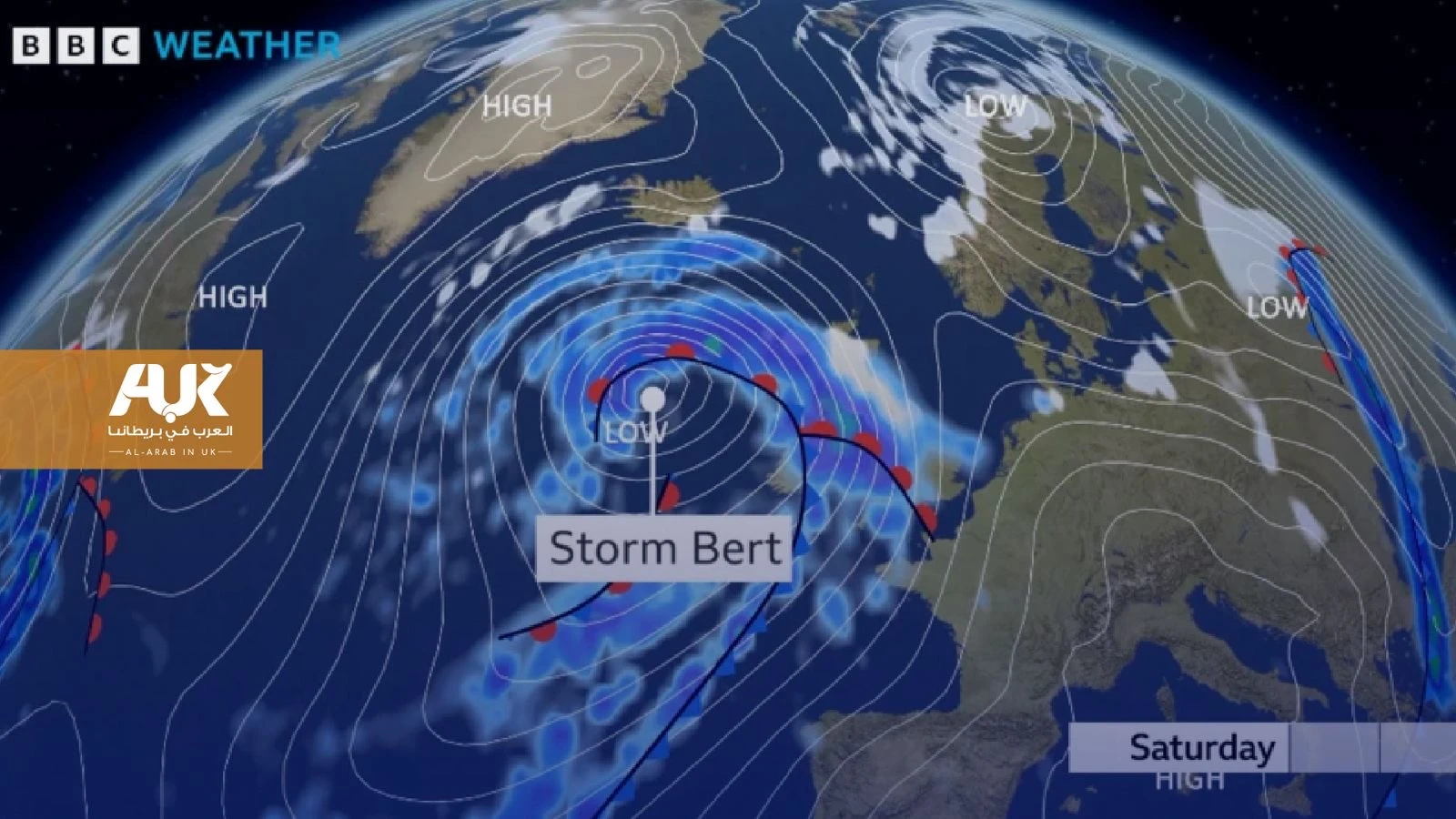 العاصفة بيرت تضرب بريطانيا في عطلة نهاية الأسبوع