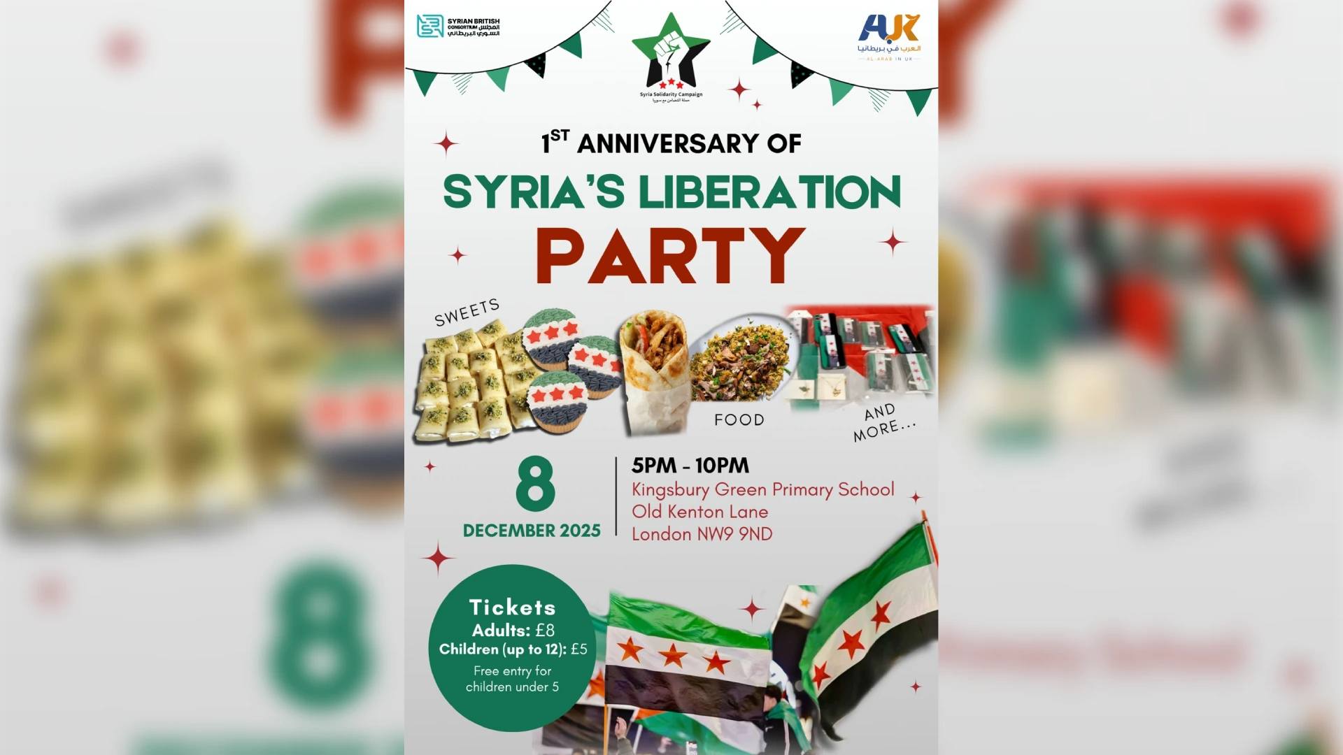 سوريو بريطانيا يدعون لاحتفالية كبرى في ذكرى انتصار الثورة