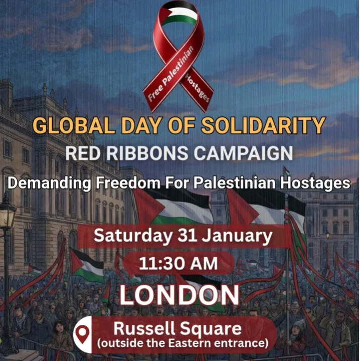 اليوم: وقفة "الأشرطة الحمراء" في لندن تضامنًا مع الأسرى الفلسطينيين