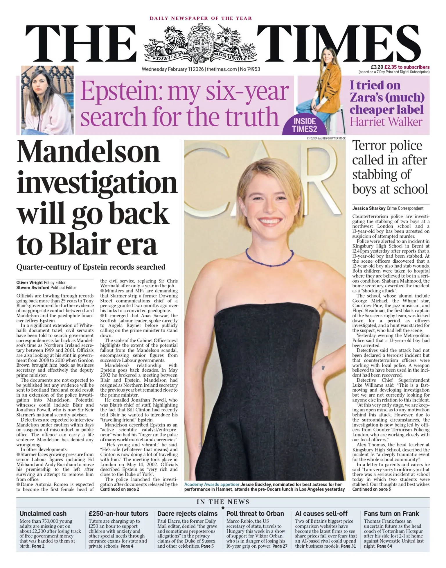 أبرز عناوين الصحف البريطانية ليوم الأربعاء الموافق 11 فبراير 2026