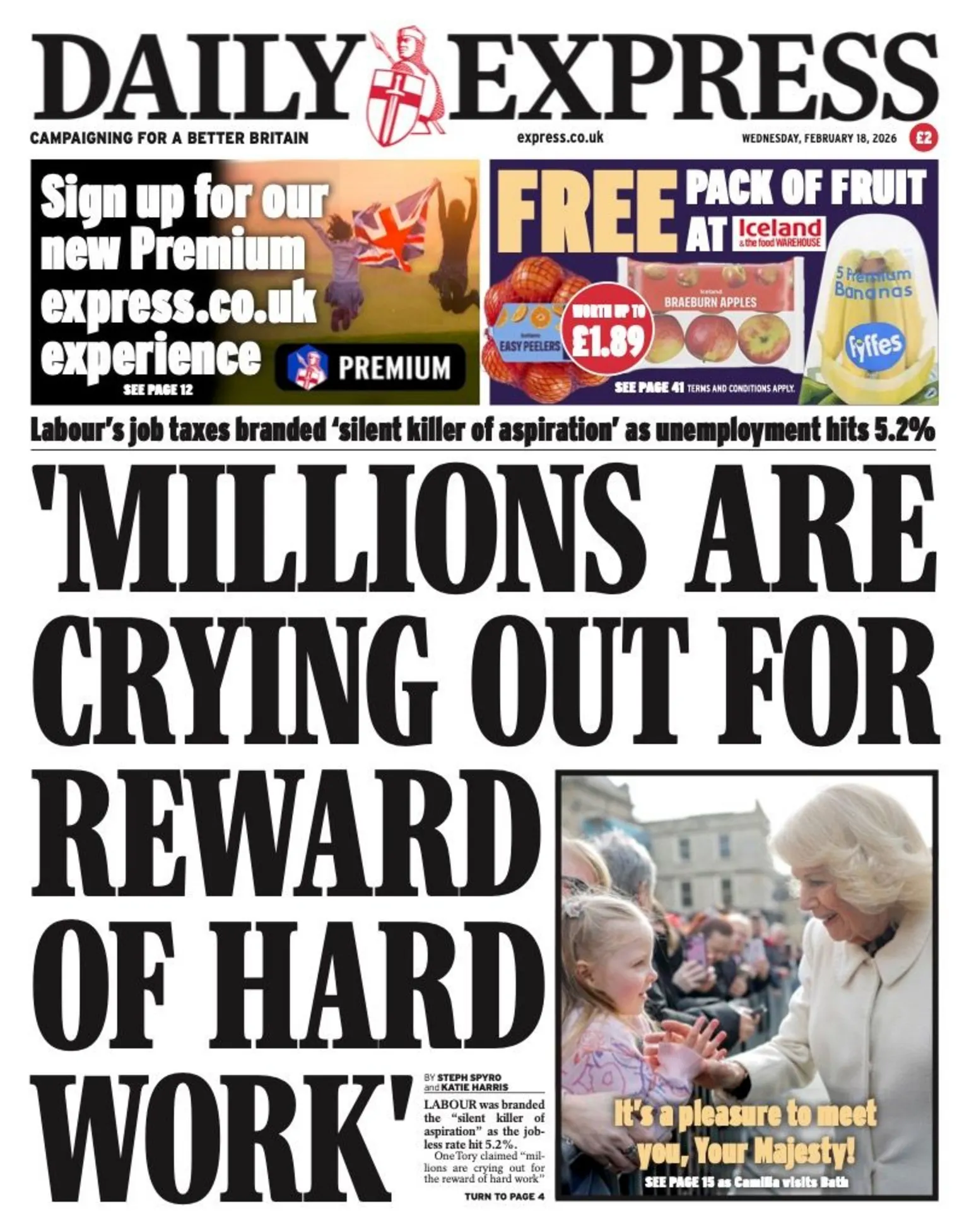 أبرز عناوين الصحف البريطانية ليوم الأربعاء الموافق 18 فبراير 2026