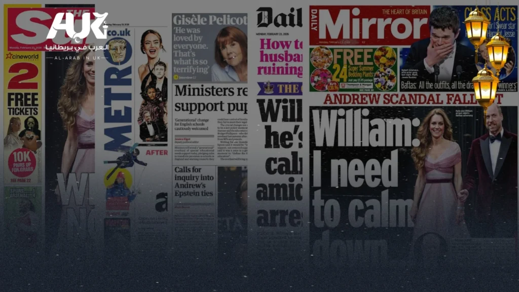 أبرز عناوين الصحف البريطانية ليوم الإثنين الموافق 23 فبراير 2026