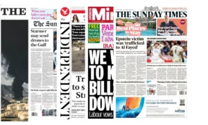 أبرز عناوين الصحف البريطانية ليوم الأحد الموافق 15 مارس 2026