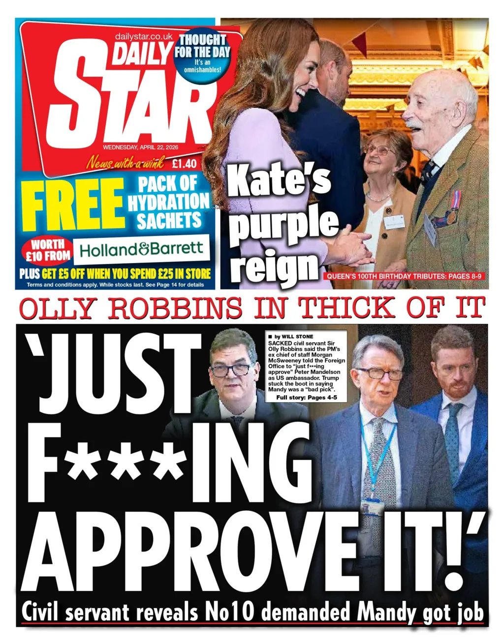 أبرز عناوين الصحف البريطانية ليوم الأربعاء الموافق 22 أبريل 2026