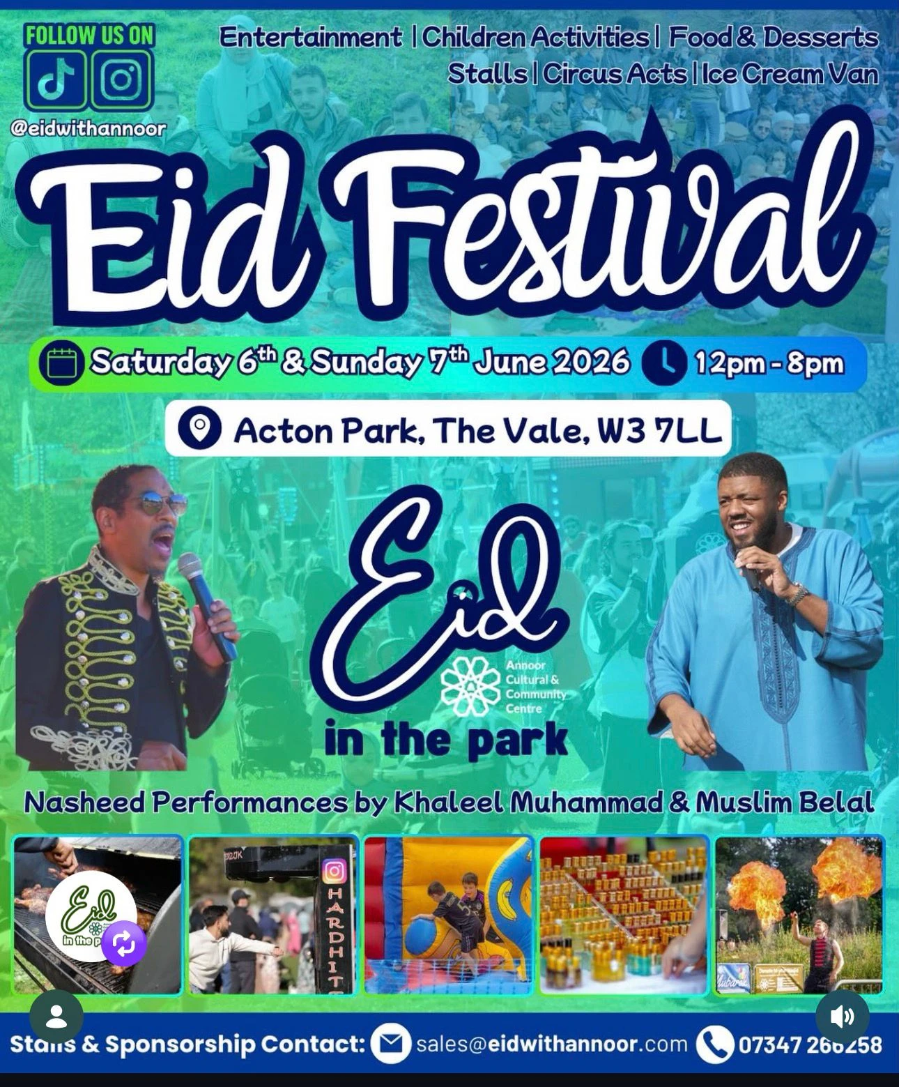 مركز "النور" الثقافي ينظم مهرجان العيد العائلي في منتزه Acton Park بغرب لندن