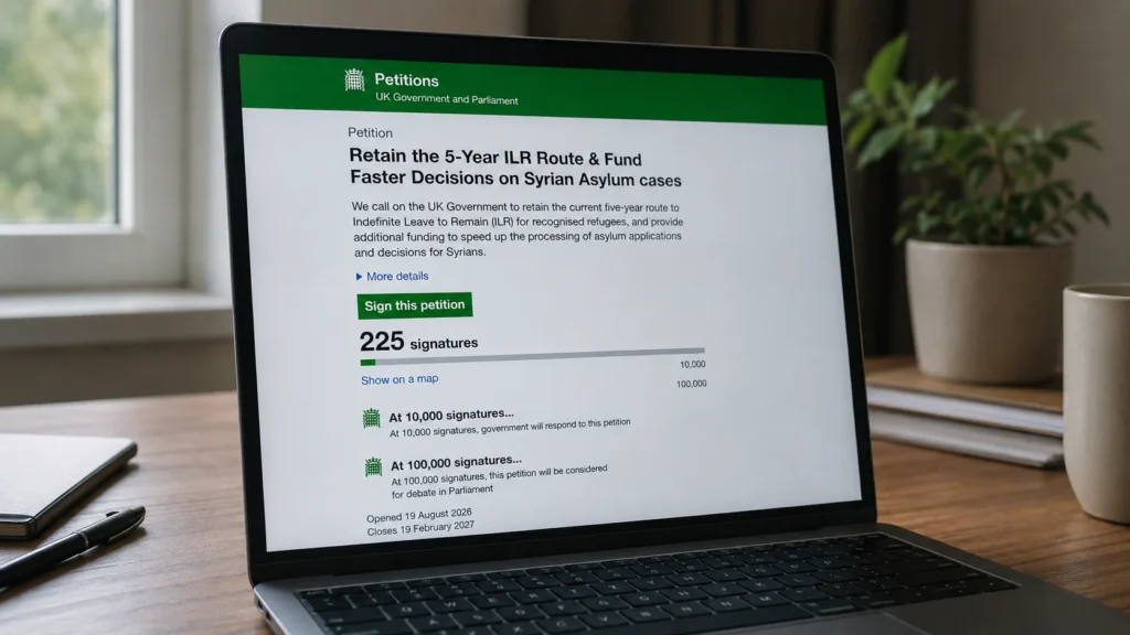عريضة برلمانية تطالب بالإبقاء على مسار الإقامة لخمس سنوات وتسريع طلبات السوريين